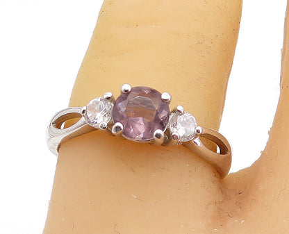 ROSS SIMON 925 Silver  Amethyst & Topaz Solitaire Accent Ring Sz 7  RG7423