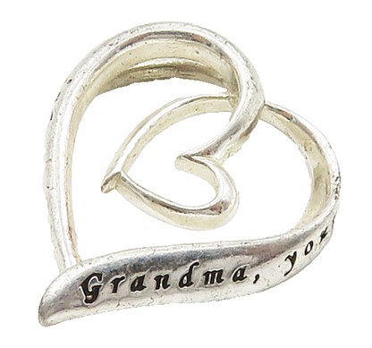925 Sterling Silver  Grandma Love Quote Open Love Heart Pendant  PT12378