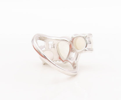 925 Sterling Silver Vintage Ring Designer Brutalist Moonstone  Sz 8  RG29491