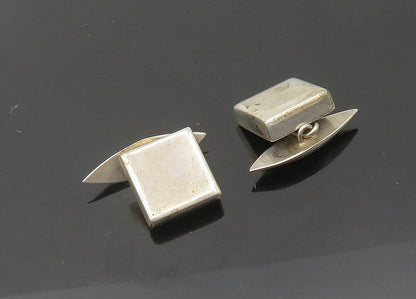 MEXICO 925 Sterling Silver  Vintage Minimalist Square Shiny Cufflinks  TR2985