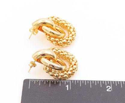 925 Sterling Silver Vintage Earrings Gold Plated Chunky Interlocking  EG14048