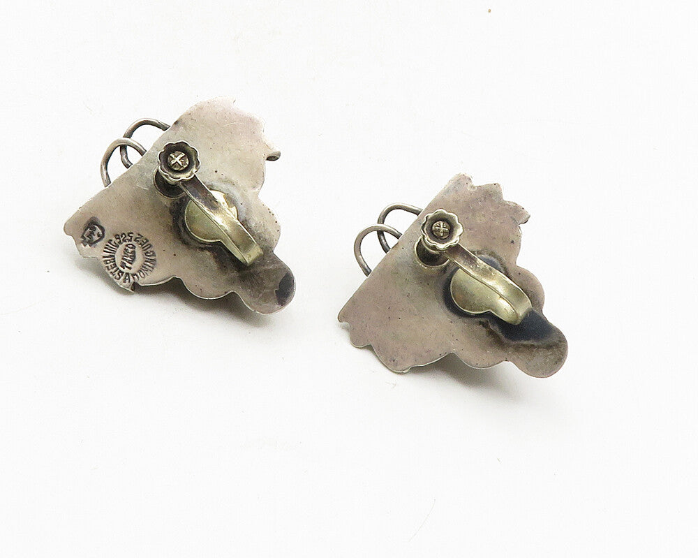 TAXCO MEXICO 925 Silver  Vintage Grape Bunch Motif Non Pierce Earrings  EG5058