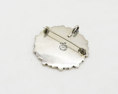 AVG TAXCO 925 Silver  Vintage Mayan Aztec Sun Calendar Brooch Pin  BP6939