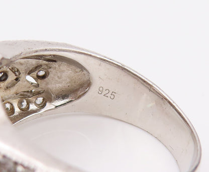 925 Sterling Silver Vintage CZ Square Head Designed Shoulder Ring Sz 10  RG26542