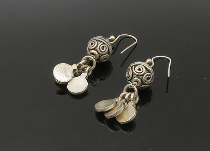 925 Sterling Silver  Vintage Spiral Swirl Sphere Dangle Earrings  EG11035