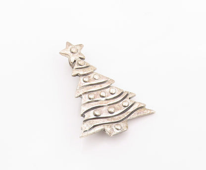 925 Sterling Silver Vintage Brooch Pin Modernist Christmas Tree Figurine BP12496