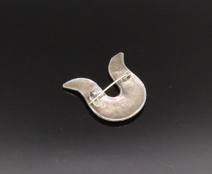 925 Silver  Vintage Twisted Rope Border Floral Beaded Curved Brooch Pin BP9825