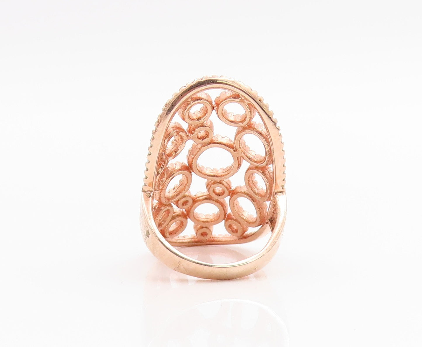 925 Sterling Silver Vintage Ring Gold Plated CZ Open Circles Band  Sz 8  RG35388