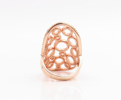 925 Sterling Silver Vintage Ring Gold Plated CZ Open Circles Band  Sz 8  RG35388