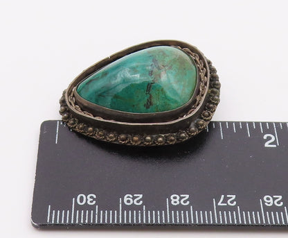 ISRAEL 925 Silver  Vintage Beads & Rope Chain Border Eilat Brooch Pin  BP10285