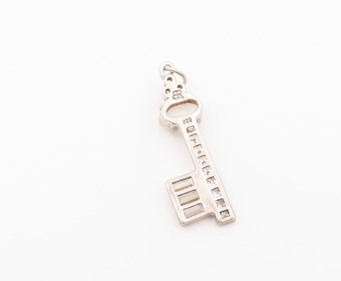 DESIGNER 925 Silver  Vintage Moonstone & Cubic Zirconia Key Pendant  PT20405