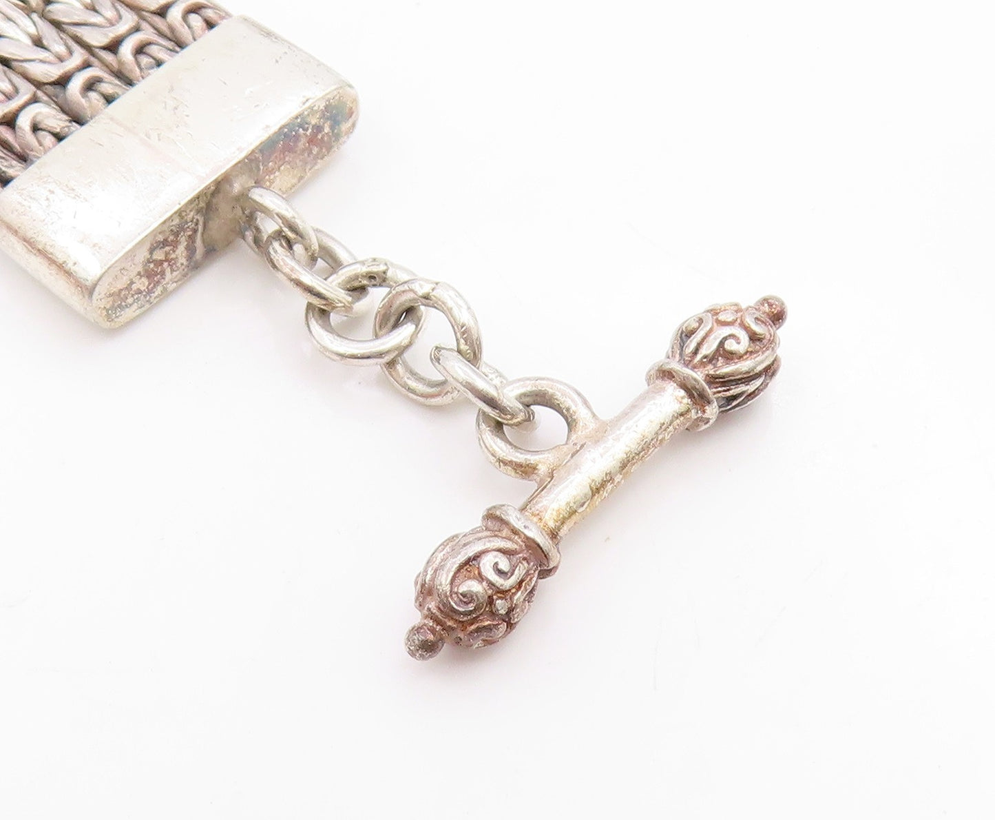 925 Sterling Silver Vintage Bracelet Classic Multi Strand Braided Link  BT12055