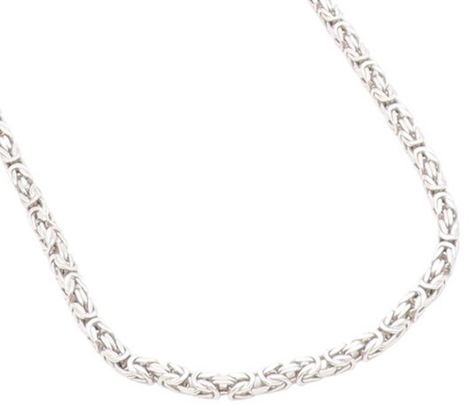925 Sterling Silver Vintage Necklace Intricate Woven Byzantine Link Chain NE4723