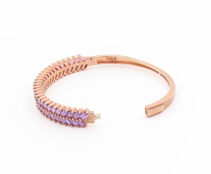 925 Sterling Silver Vintage Bracelet Gold Plated Tanzanite Elegant Bangle BT5727