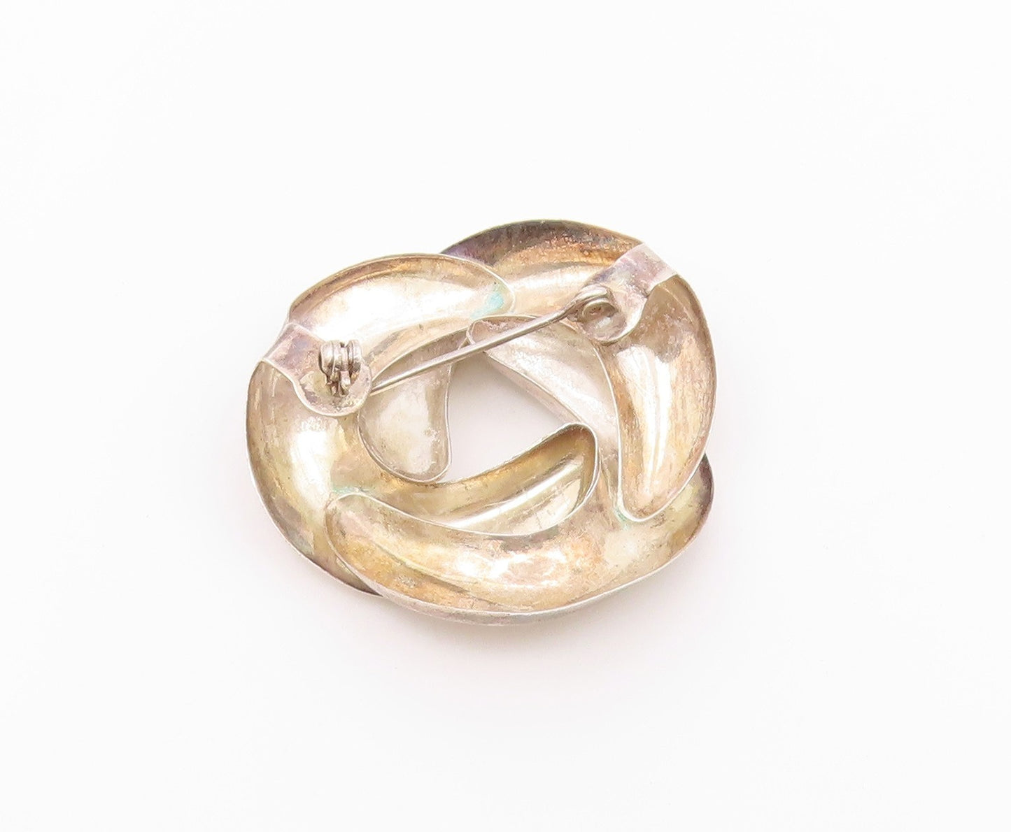 925 Sterling Silver  Vintage Shiny Open Knot Swirl Design Brooch Pin  BP3680