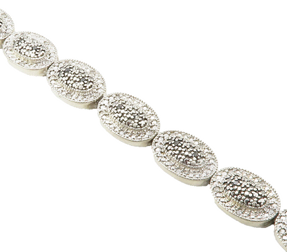 925 Silver  Vintage Genuine Black & White Diamonds Chain Bracelet  BT5983
