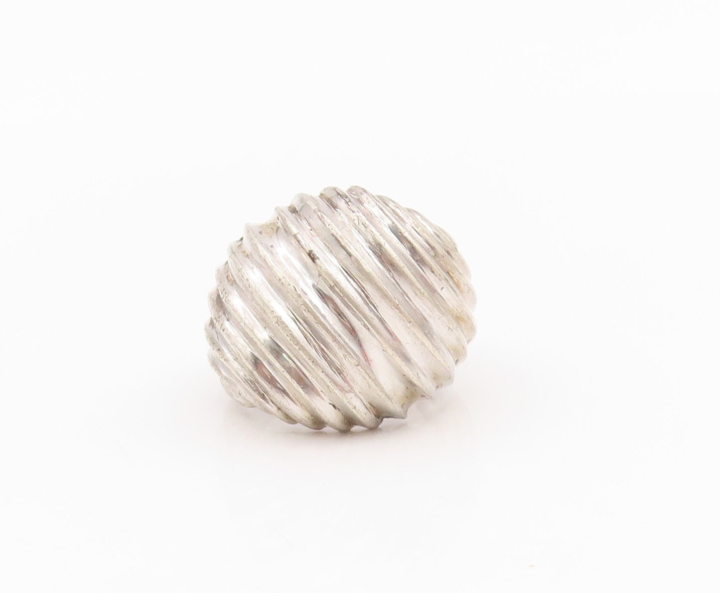 925 Sterling Silver Vintage Ring Domed Designer Grooved  Sz 3  RG31789
