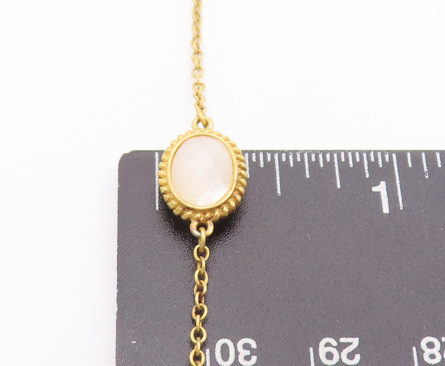 925 Sterling Silver Vintage Necklace Designer Gold Plated Oval Abalone  NE4232