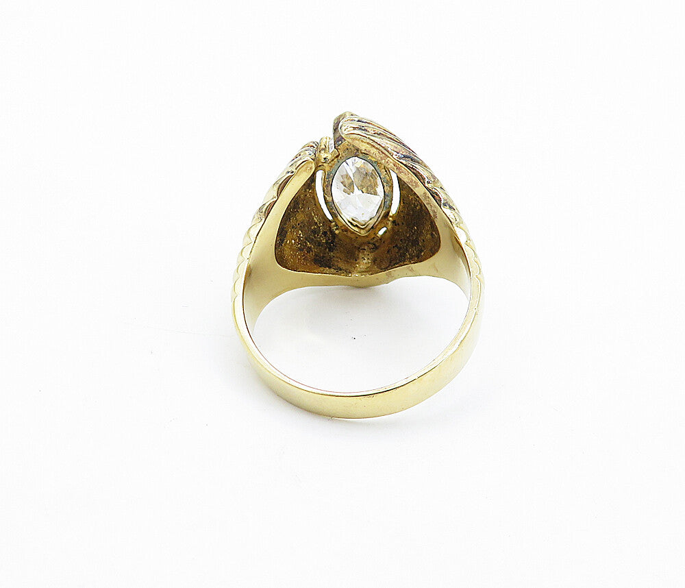 925 Sterling Silver  Cubic Zirconia Gold Plated Cocktail Ring Sz 8.5  RG6540