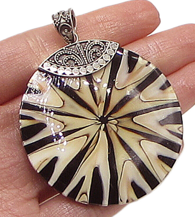 925 Sterling Silver  Vintage Gemstone Bali Style Drop Pendant  PT2432