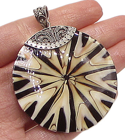 925 Sterling Silver  Vintage Gemstone Bali Style Drop Pendant  PT2432