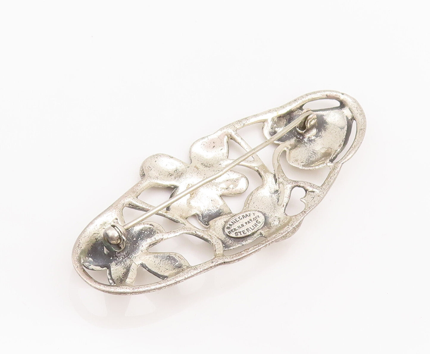 925 Sterling Silver Vintage Brooch Pin DANECRAFT Antique Carved Flowers  BP10708