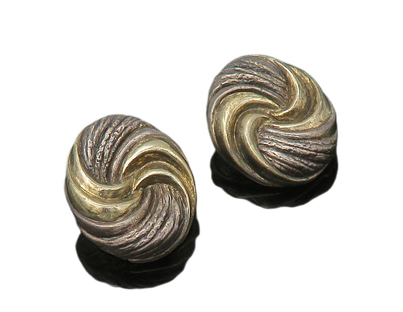 NS BARON 925 Silver  Vintage Hollow Two Tone Non Pierce Earrings  EG11019