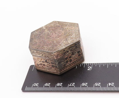 925 Sterling Silver Vintage Jewelry Box Engraved Floral Design OPENS  TR3978