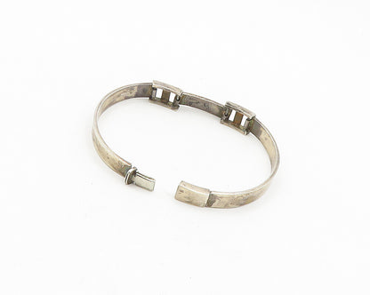 MEXICO 925 Silver  Vintage Enamel Detail Curved Bar Chain Bracelet  BT7524