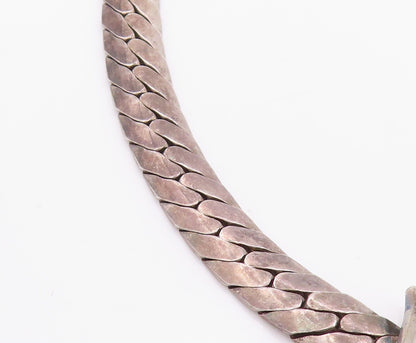 925 Sterling Silver Vintage Necklace Modernist Dolphin Motif Choker  NE4790