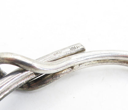 925 Sterling Silver  Vintage Dark Tone Ribbed Loop Bangle Bracelet  BT3277