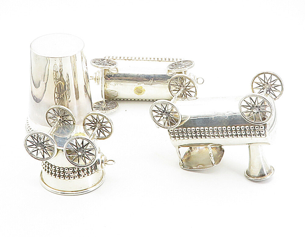 ISRAEL 925 Sterling Silver  Vintage Shiny Jewish Train Havdalah Set  TR1475