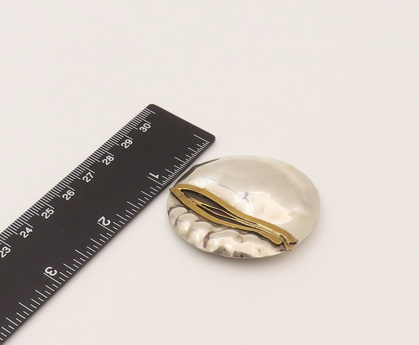 SACHS 925 Sterling Silver Vintage Two Tone Round Modernist Brooch Pin BP10218