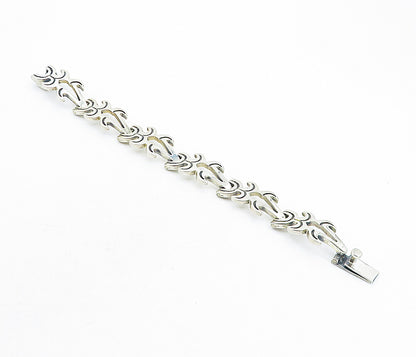 MEXICO 925 Sterling Silver  Vintage Oxidized Detail Chain Bracelet  BT1896