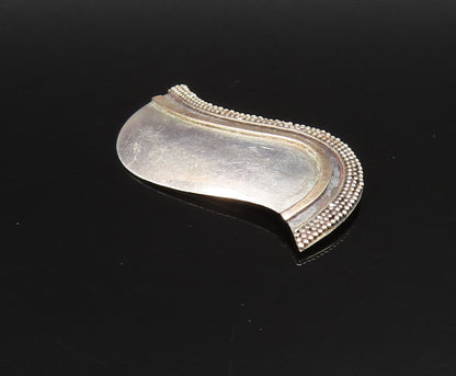 18K GOLD & 925 Silver  Vintage Two Tone Beaded Edge Swirl Brooch Pin  BP9758