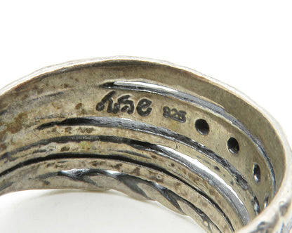 SHABLOOL 925 Silver  Vintage Black Hematite Split Band Ring Sz 10  RG13318