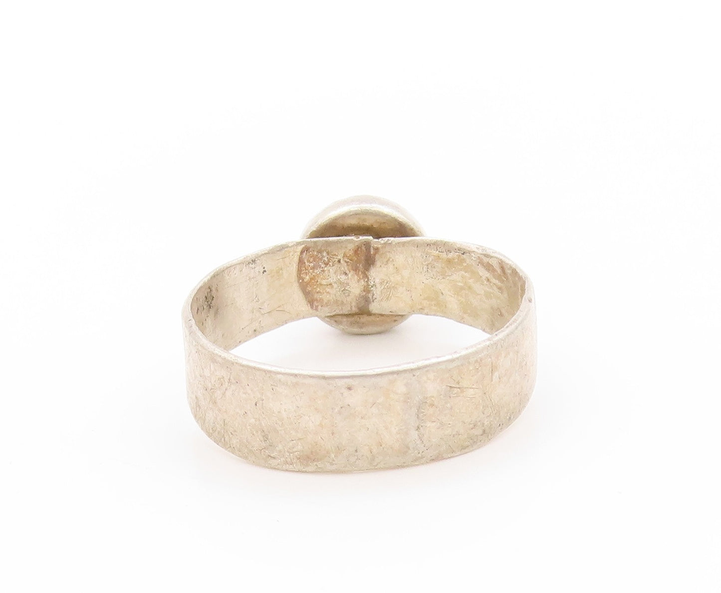 925 Sterling Silver Vintage Ring Minimalist Cabochon Unakite  Sz 8  RG32805