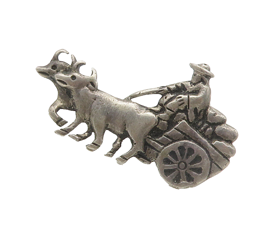 925 Sterling Silver  Vintage Antique Man On Bull Carriage Brooch Pin  BP5943