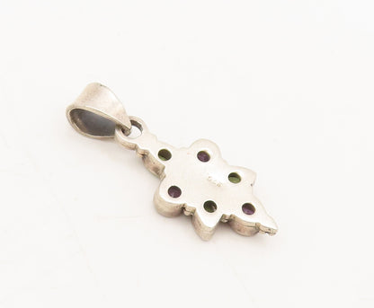 925 Sterling Silver  Vintage Two Tone CZ Multi Shape Floral Pendant  PT22420