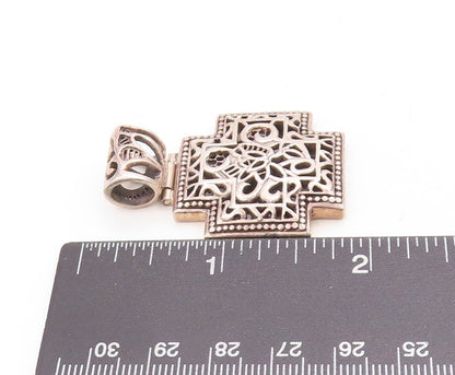 925 Sterling Silver Vintage Pendant Dark Tone Brutalist Cut Plus Sign  PT23873