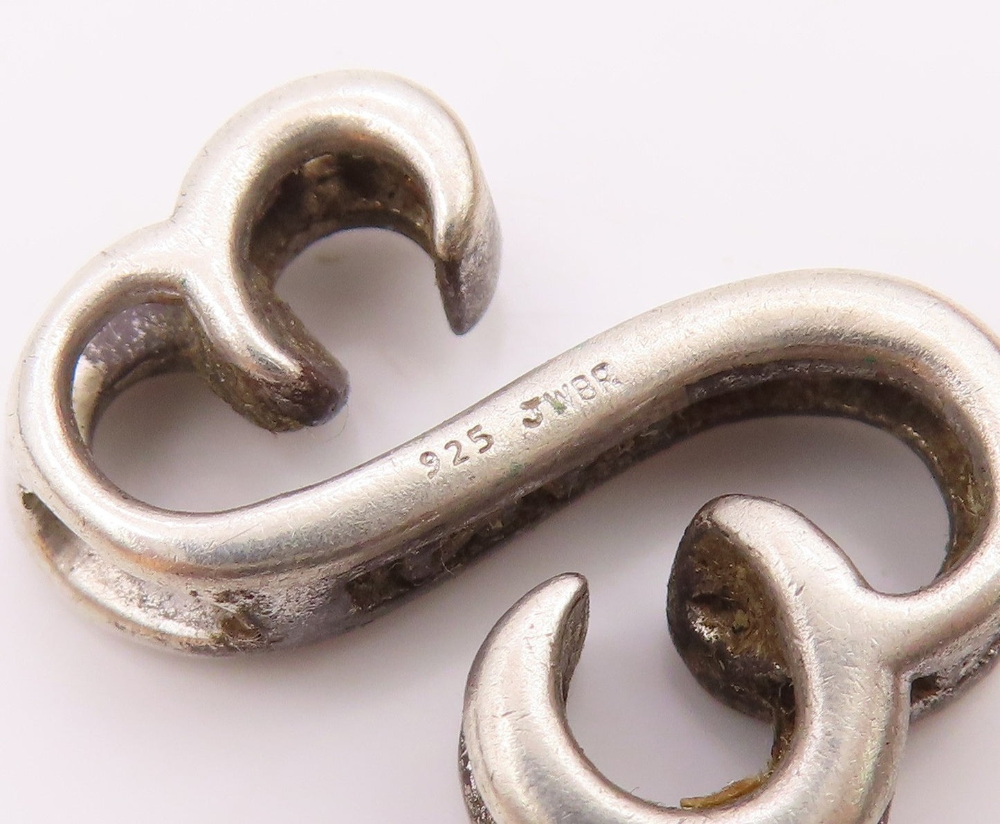 925 Sterling Silver  Vintage Genuine Diamonds Infinity Heart Pendant  PT17761
