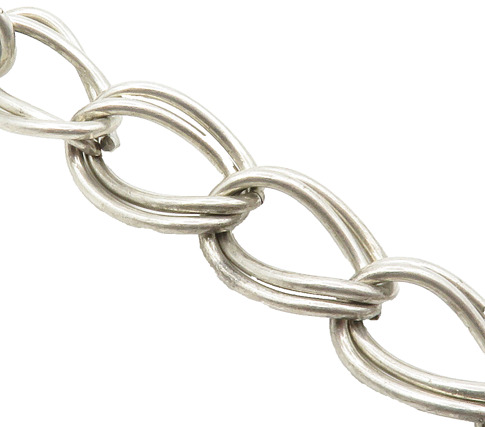 925 Sterling Silver  Vintage Smooth Double Link Chain Bracelet  BT5777