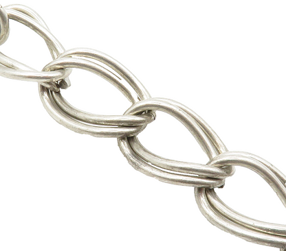 925 Sterling Silver  Vintage Smooth Double Link Chain Bracelet  BT5777
