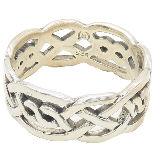 925 Sterling Silver  Vintage Large Shiny Celtic Knot Band Ring Sz 12.5 RG17877