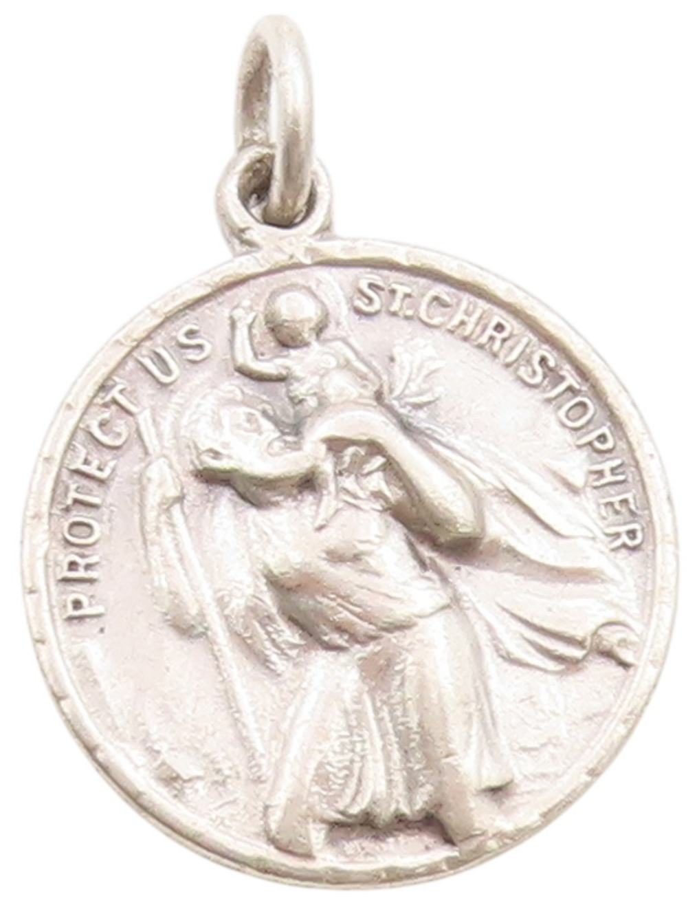 925 Sterling Silver Vintage Pendant Religious St. Christopher Coin  PT24678
