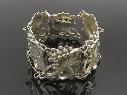 VIKINGCRAFT 925 Silver  Vintage Shiny Leaf Vine & Grapes Bracelet  BT9357