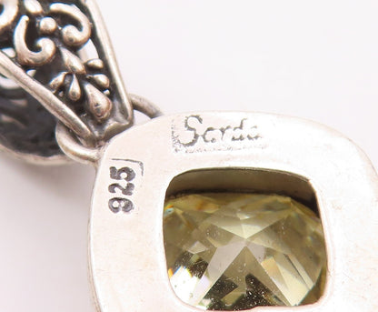 SARDA 925 Silver  Vintage Faceted Cubic Zirconia Floral Bail Pendant  PT19497