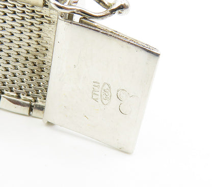 925 Sterling Silver  Shiny Two Tone Patterned Flat Chain Bracelet  BT6020