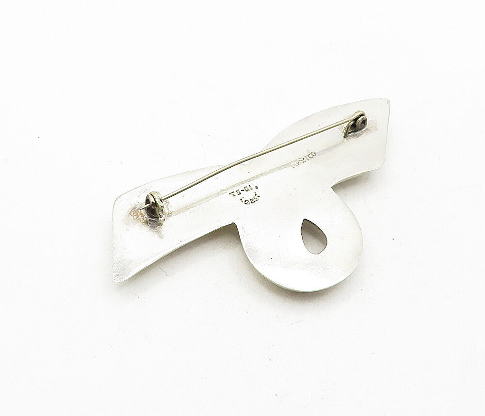 MEXICO 925 Sterling Silver  Vintage Swirled Ribbon Motif Brooch Pin  BP1470