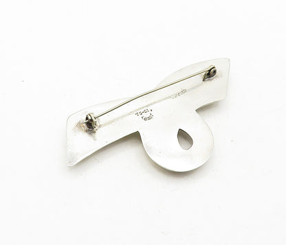 MEXICO 925 Sterling Silver  Vintage Swirled Ribbon Motif Brooch Pin  BP1470